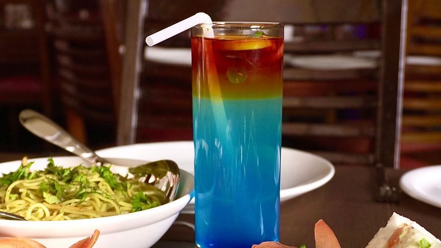 A starter and a beverage placed on the table at DLS Park Grace, Haridwar.