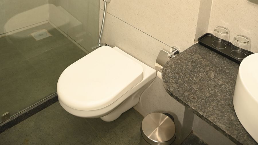 Washroom at the Deluxe Cottage at Mango Leaf Lake Resort, Pune