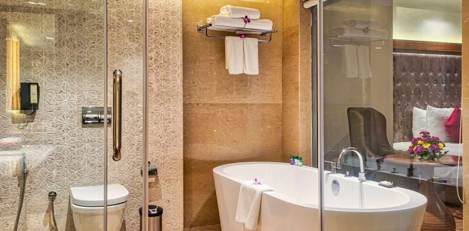 Bathtub of Deluxe Suite at Grand Chennai By GRT Hotels.