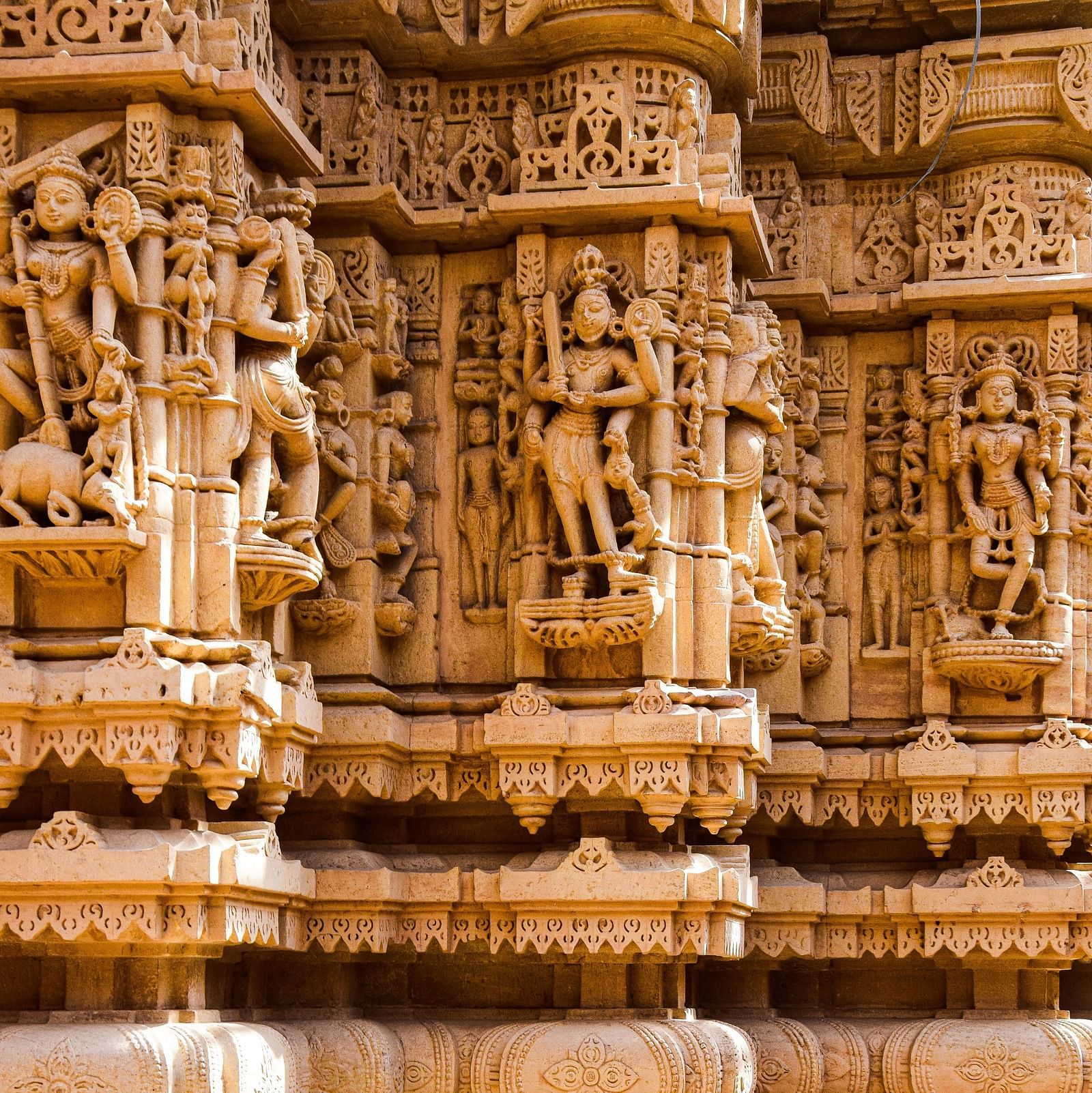 Ancient scriptures carved on the pillar of a temple