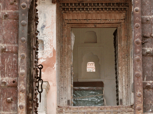 A view to the inside from an old window 