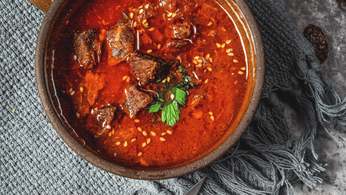 a bowl of pork curry