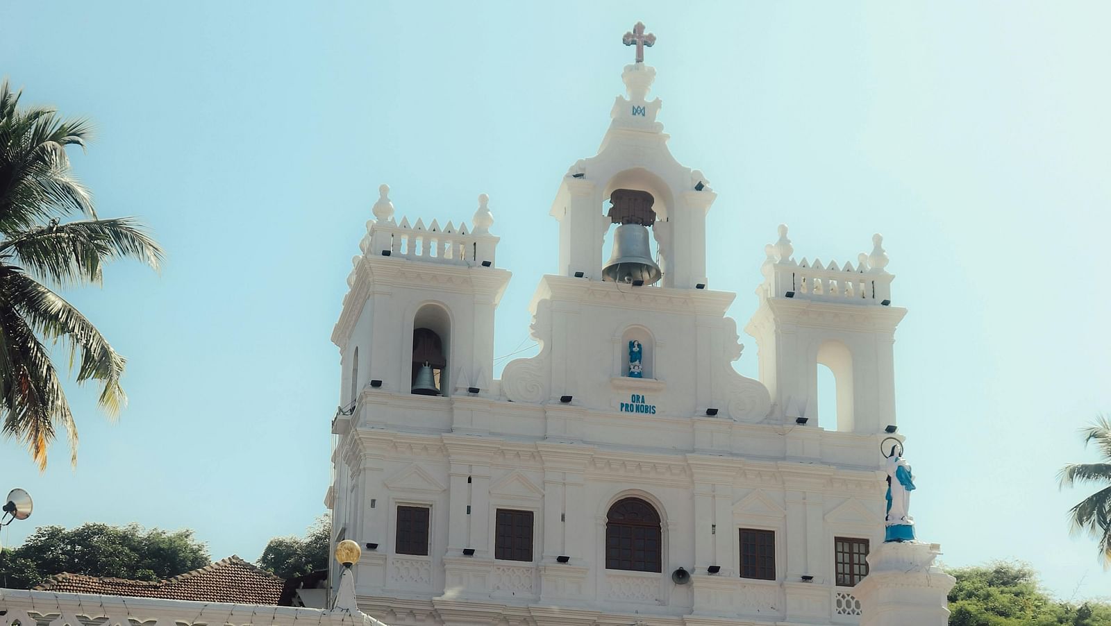 image of a church in goa on a bright day