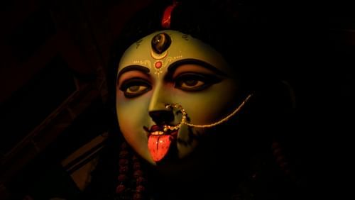 Kali Maa idol with a spot light