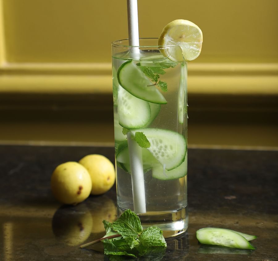 An image of fresh lime juice served in a glass at the restaurant of Five Elements Hotel, Jodhpur