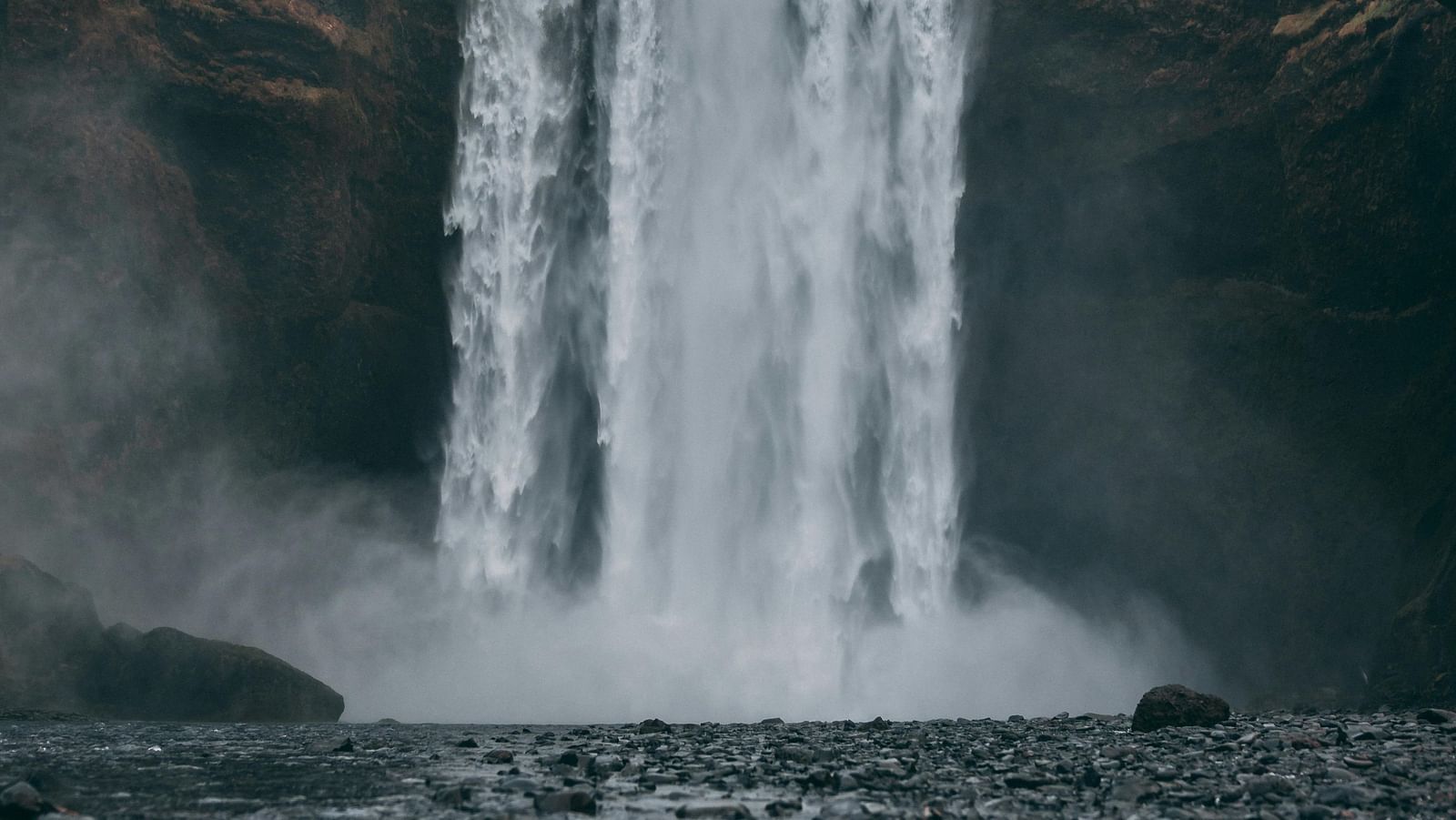 Waterfall against the sky.