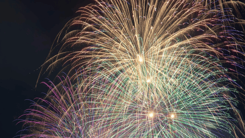 Vibrant fireworks at night.