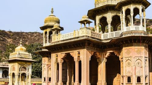 an image of heritage site surrounded by garden
