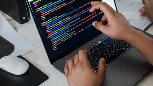 A person using a laptop