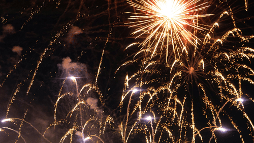 An image of fireworks at night.