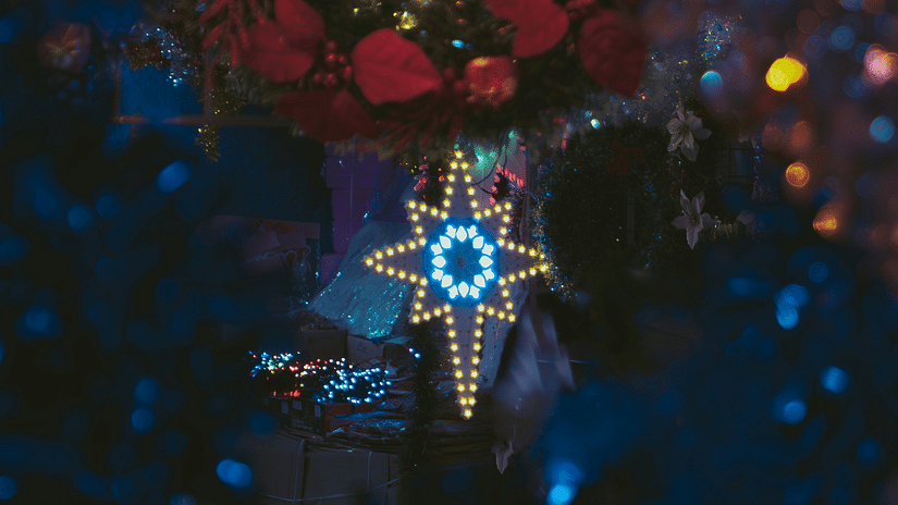 mg road nightlife - colourful stars hanging in rows in a vibrant night market of  mg road.