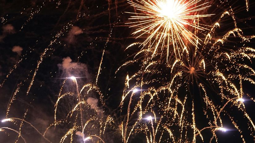 An image of fireworks at night.