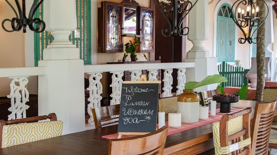 outdoor seating @ Lamrin Ucassaim Hotel, Goa