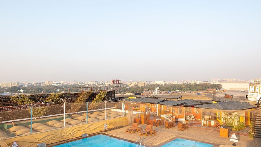 aerial view of our outdoor swimming pool at the orchid hotel in vile parle