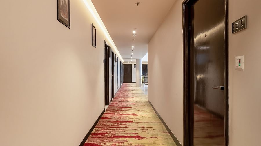 The Vaishnodevi Sarovar Portico room corridor