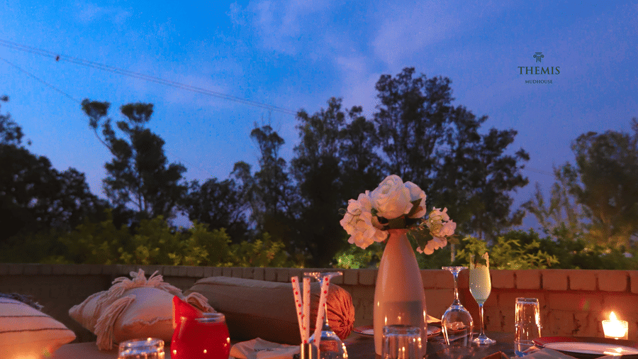 rooftop dining at Themis Mudhouse - A Nature's Retreat Resort & Wellness