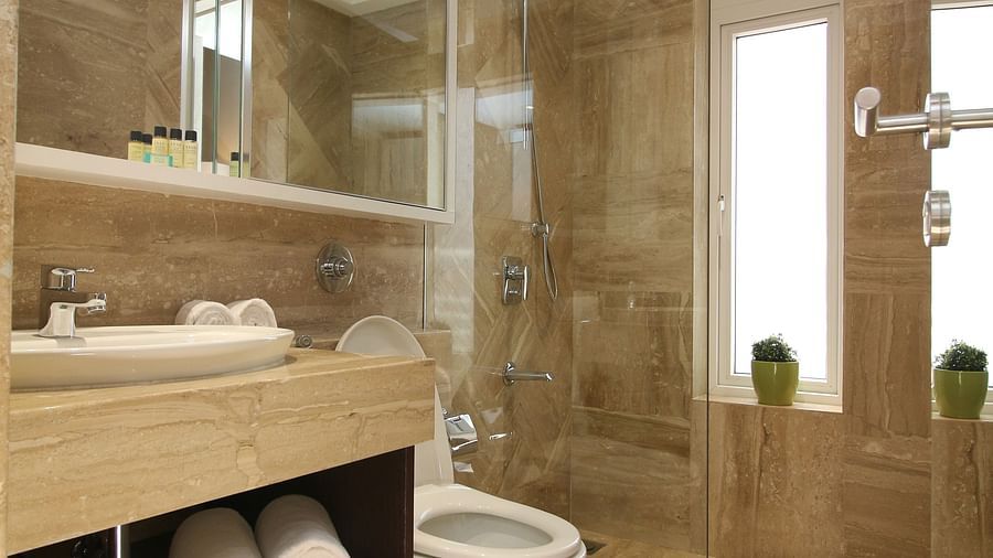 interior of bathroom in rooms at theory9 bandra