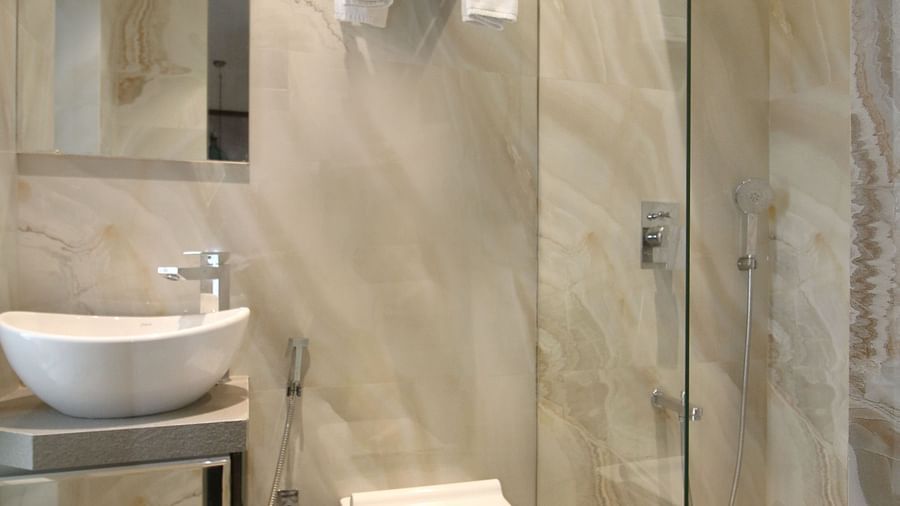 room with bathroom and toiletries at theory9