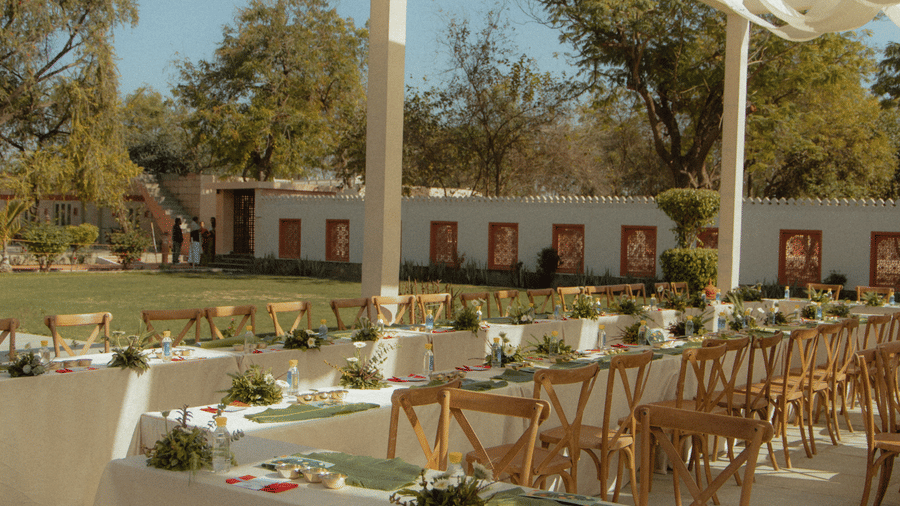 Outdoor Sit Down Lunch at the Maharani lawns -Umaid Palace-Dausa-Destination Weddings Near Jaipur