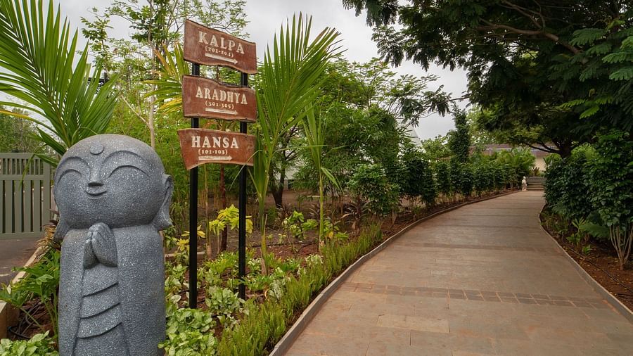 A facade image of a pathway with greenery  - Trance Veechika Resort