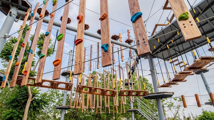 An image of a rope course at the resort - Trance Veechika Resort, Vikarabad
