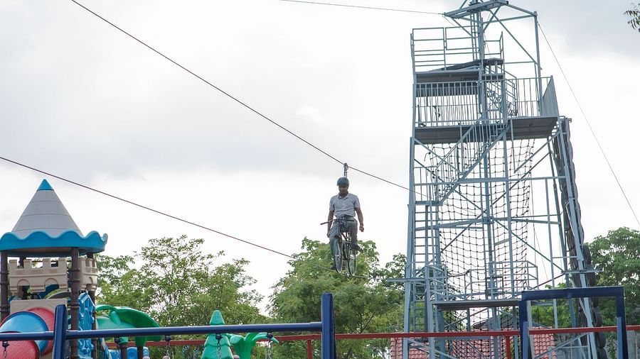 An image of the activity area showcasing slides - Trance Veechika Resort, Vikarabad
