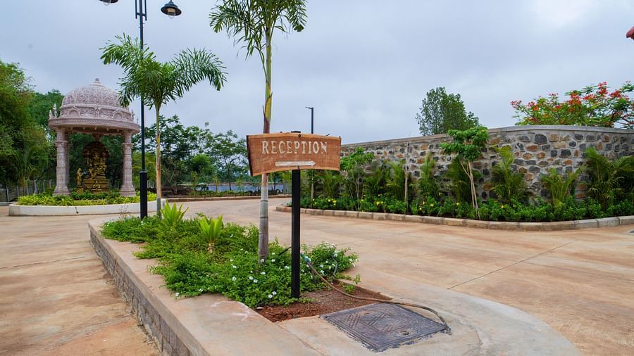 A facade image featuring reception sign board - Trance Veechika Resort, Vikarabad