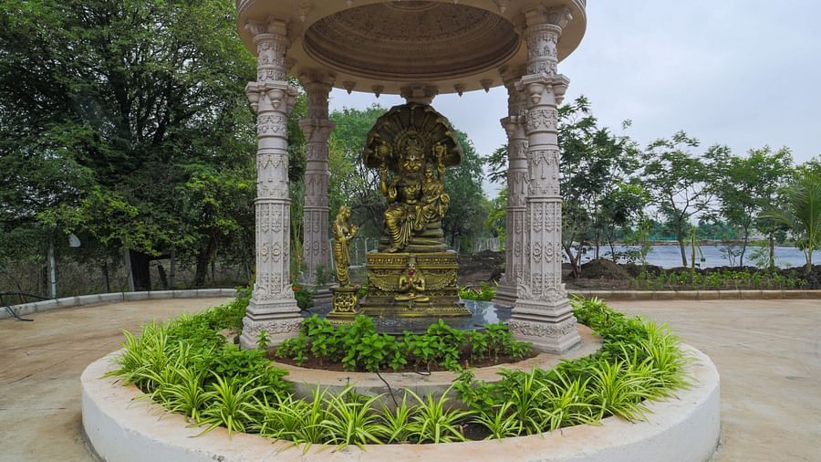 An image of an idol under a concrete shed at the resort - Trance Veechika Resort, Vikarabad