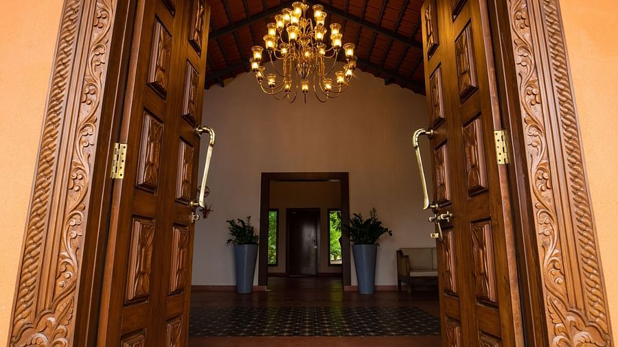 An image of a lobby at the resort with a chandelier - Trance Veechika Resort, Vikarabad