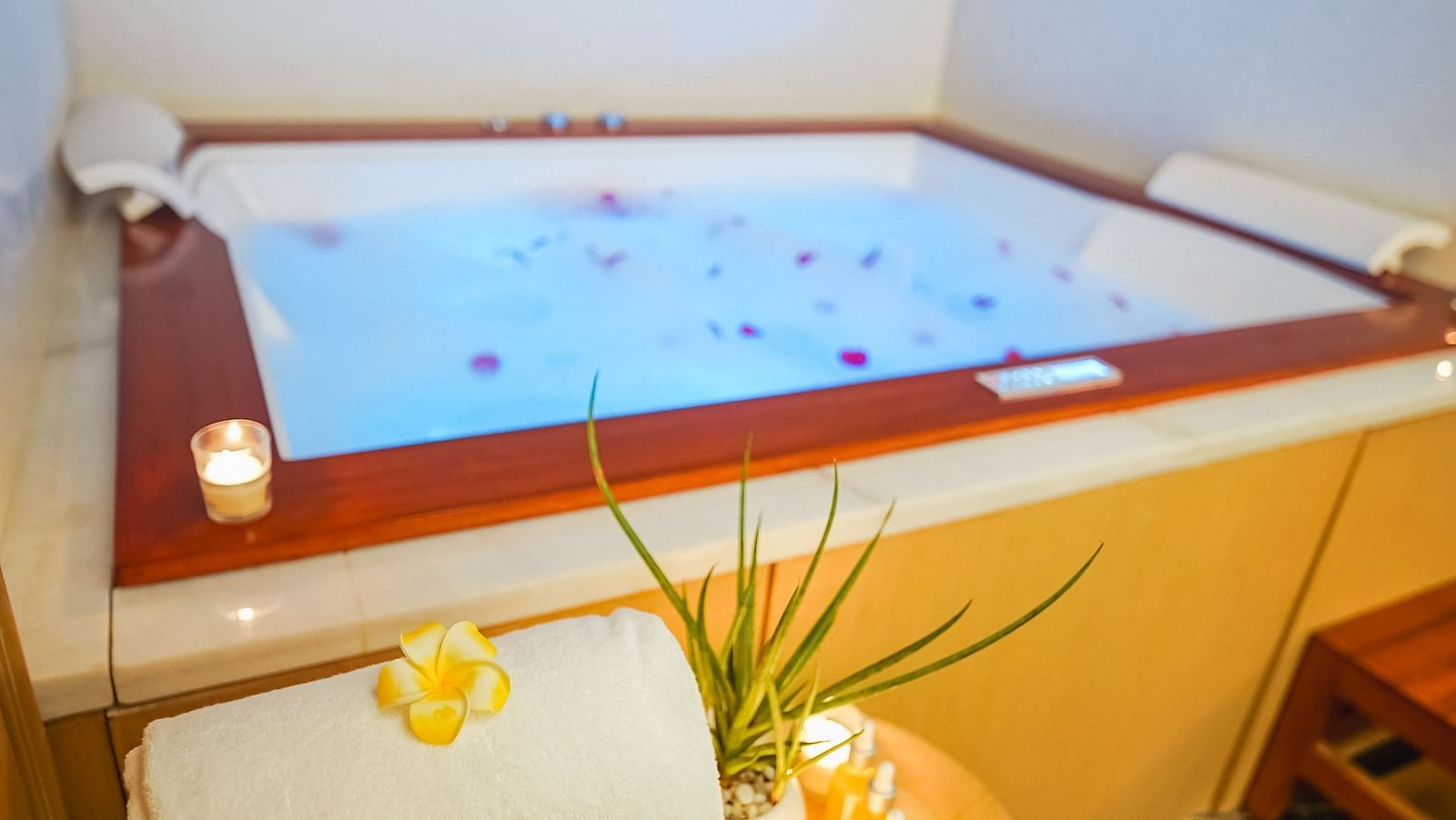 A luxurious Jacuzzi setup in the Bodhi Spa at our Madurai location - Grand Madurai by GRT Hotels