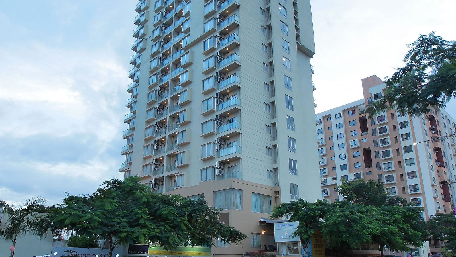Facade of Starlit Suites, Bangalore during the day