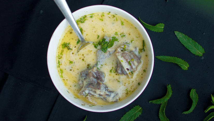 A bowl full of Safed Maas, a popular dish of Udaipur, Rajasthan.