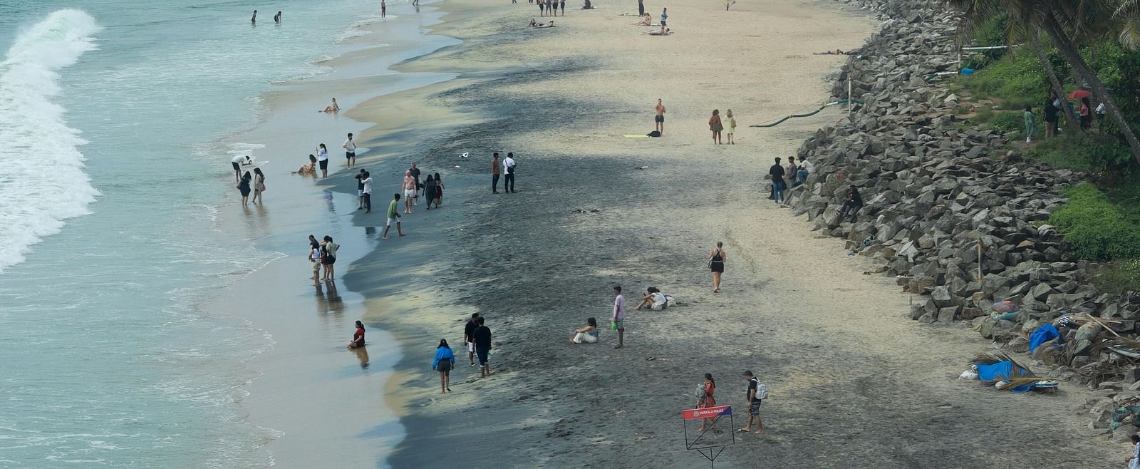 An aerial view of a beach. 