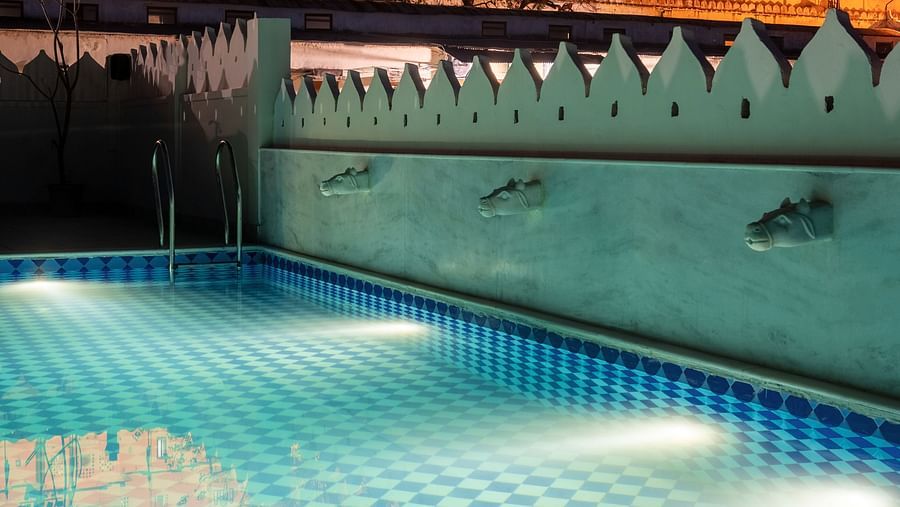 Swimming pool Night View at Manuscript - Jhilwara Haveli, Udiapur