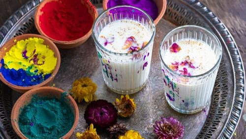 Holi colours with cold lassi