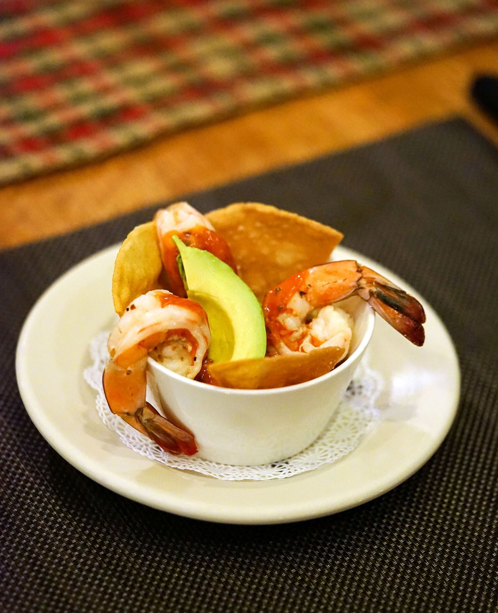 A bowl of shrimp, avocado served for as a snack - Brewery Gulch Inn & Spa