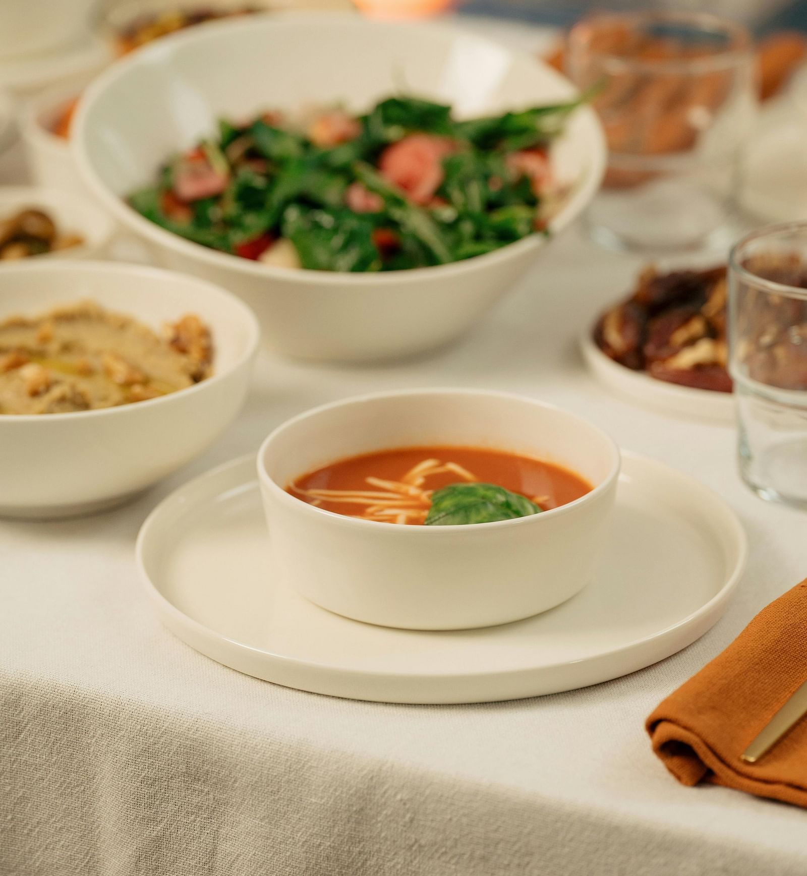 Dining table with a different flavourful dished served