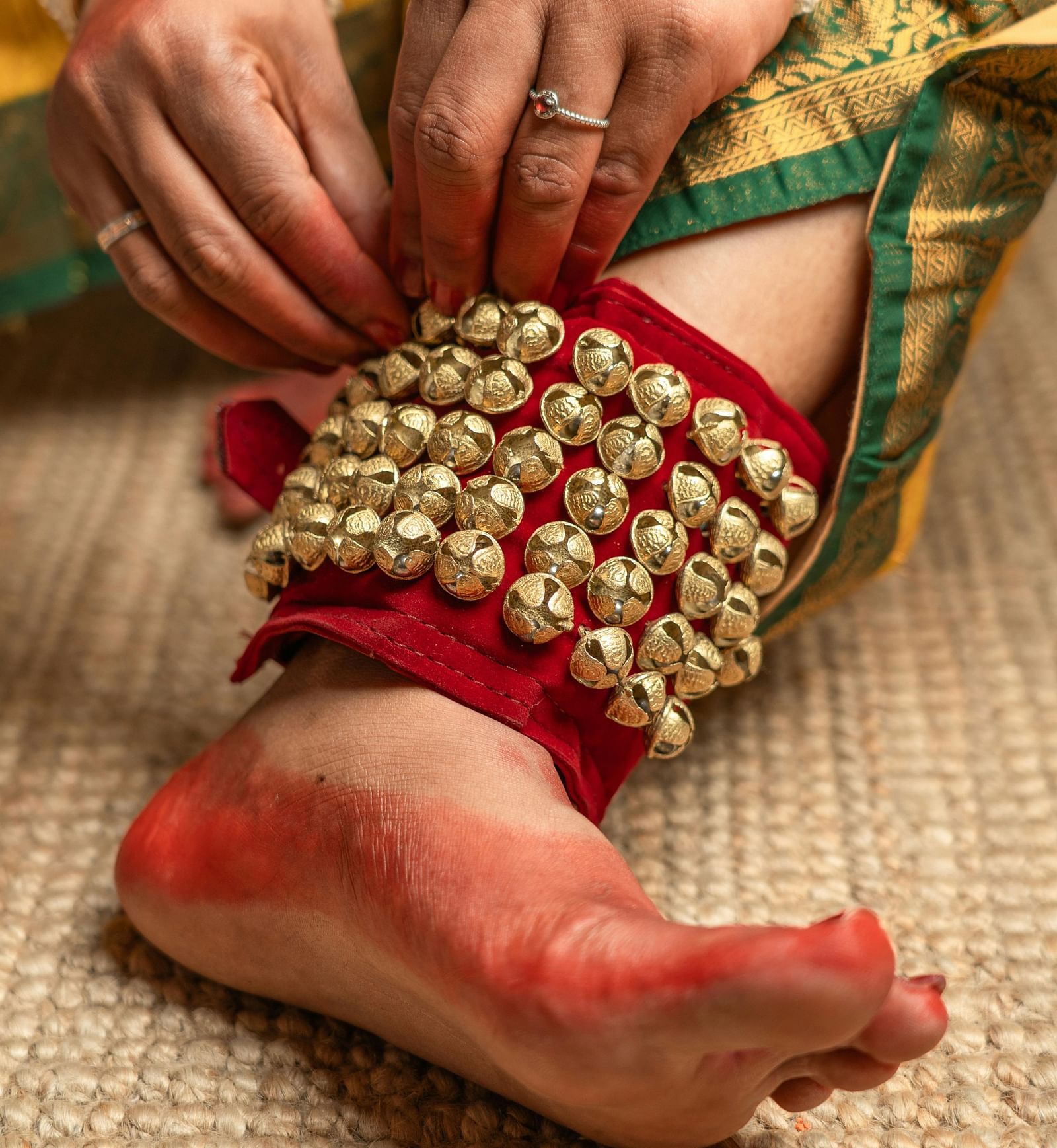 A leg of a women tying leg chain  | Mango Hill, Yercaud