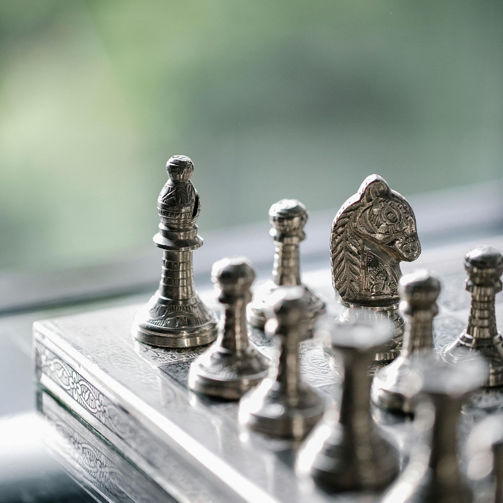 image of an elegant chess board made beautifully with silver