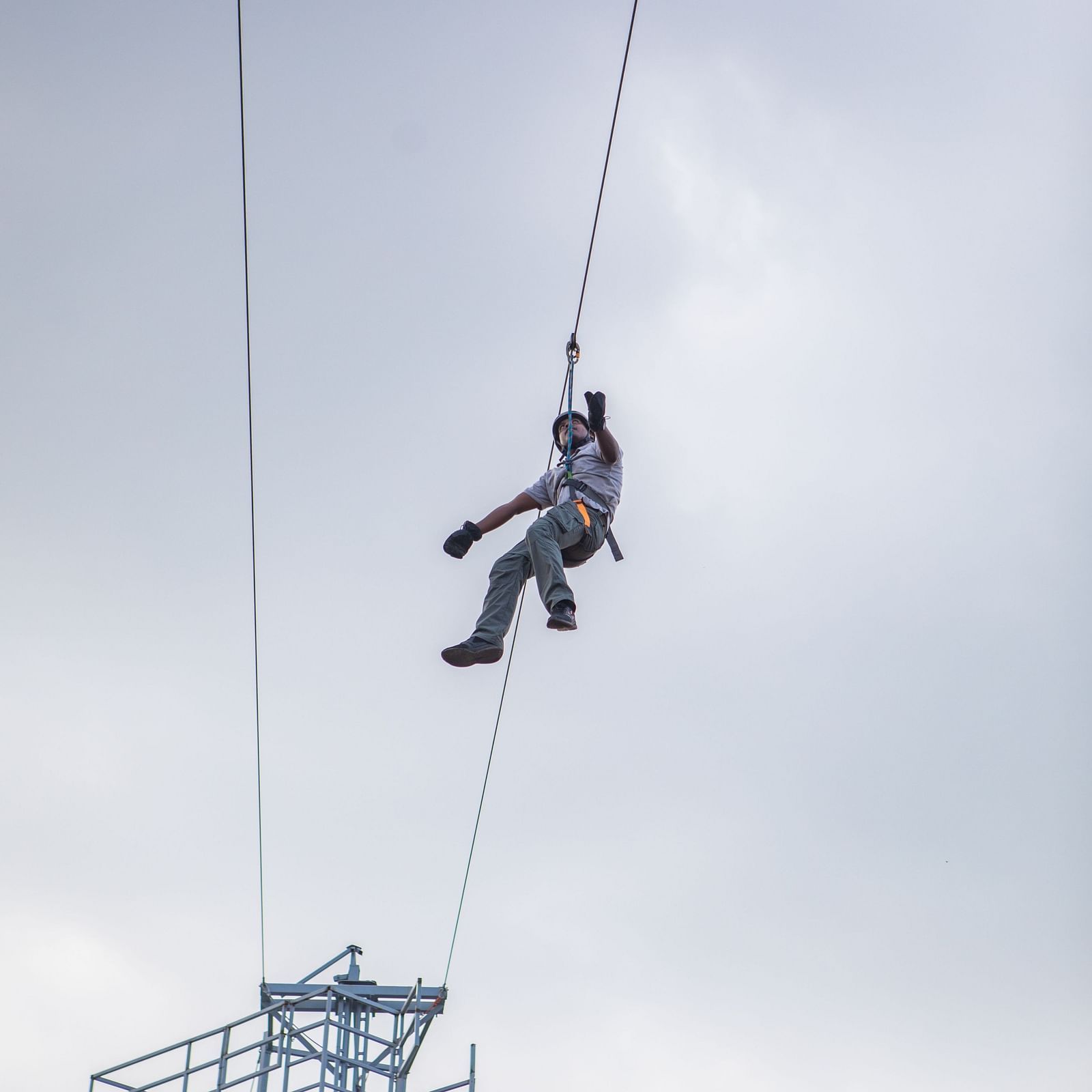 An image of a person doing zip lining - Trance Veechika Resort, Vikarabad