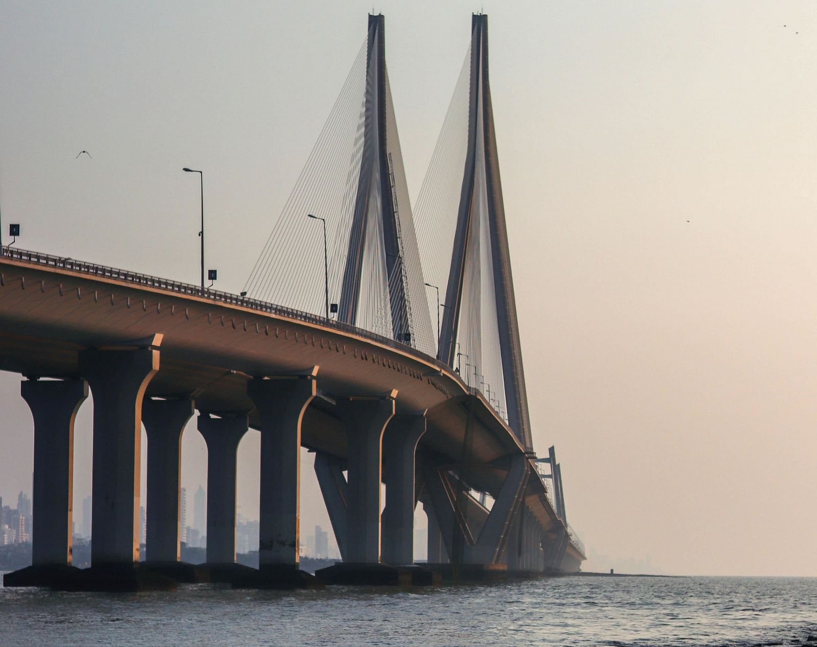 Shot of worli sea link in Mumbai in the evening.