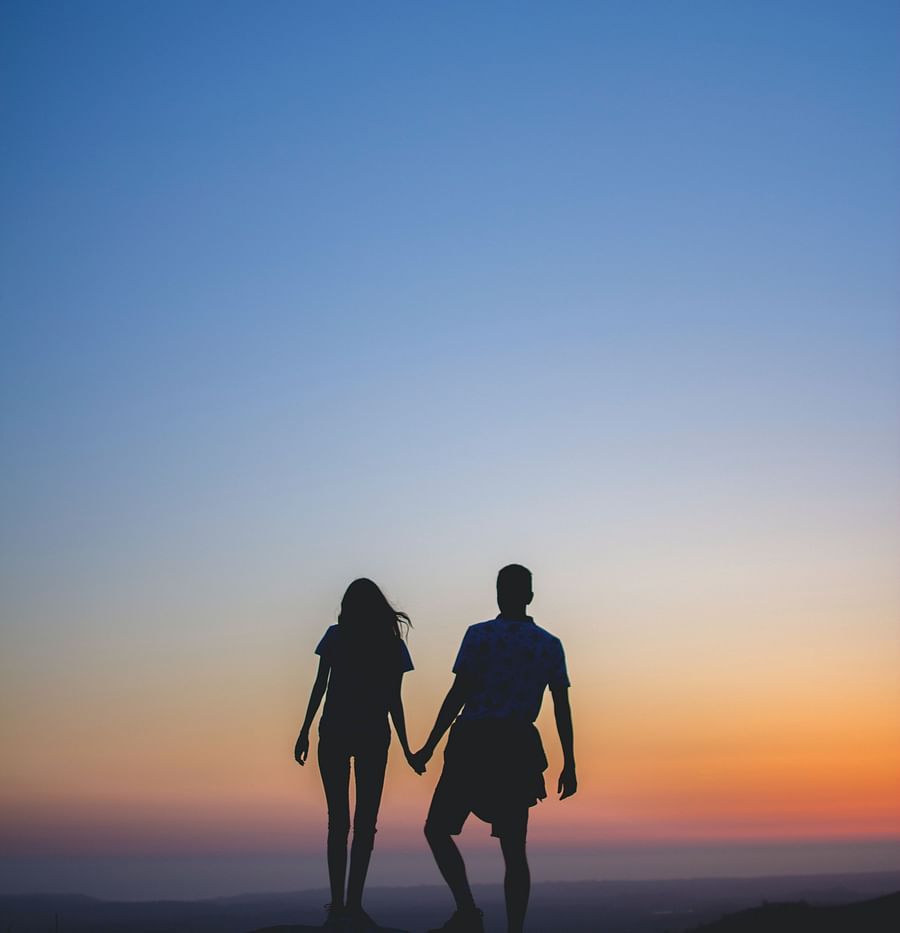silhouette of a couple holding hands