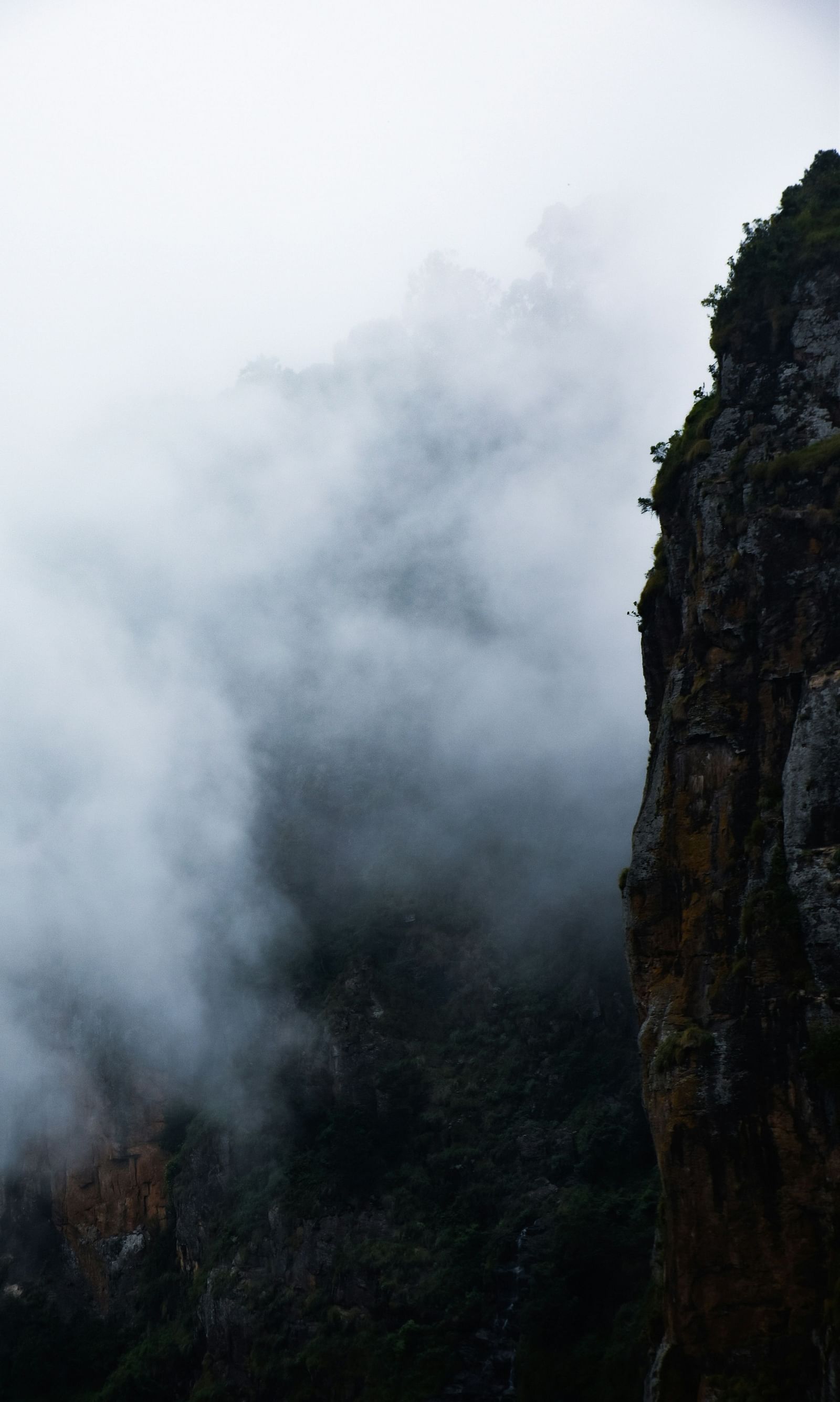 An image of Rock Pillars in Kodaikanal surrounded by mist