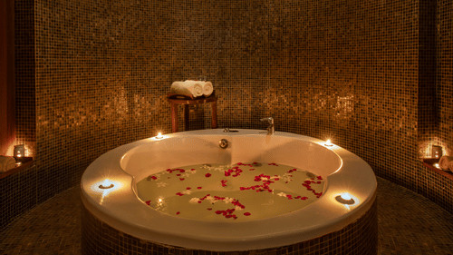 An enticing view of the Jacuzzi at our spa resort in Goa