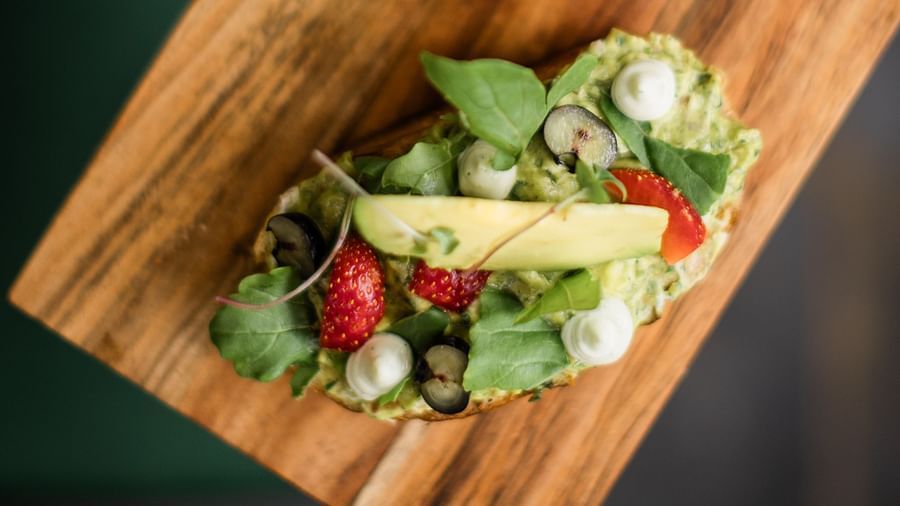 A top angle of a meal at Royale Amata - By the Beach.