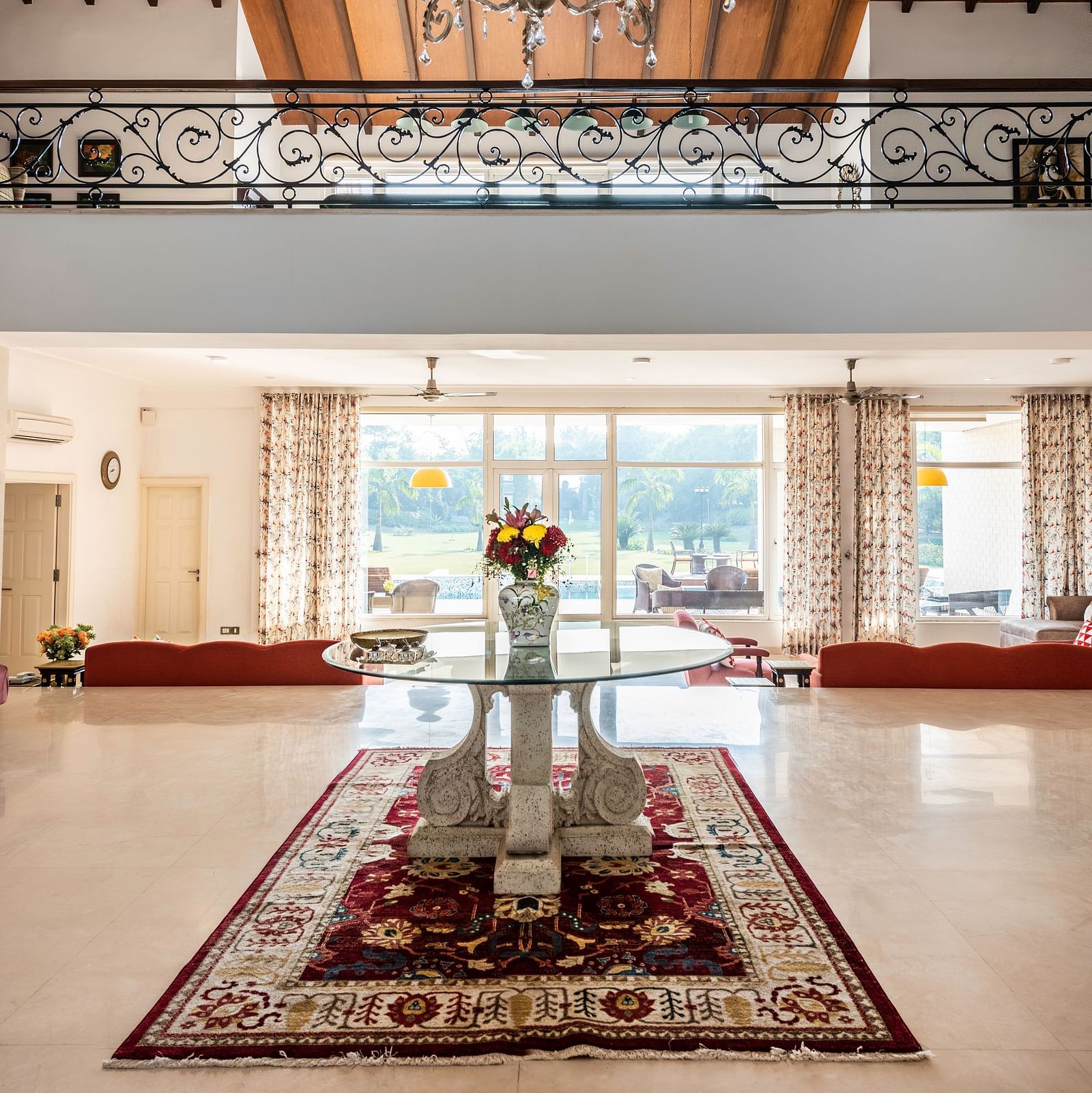 An image of a well-decorated common area at BluSalzz Resort.