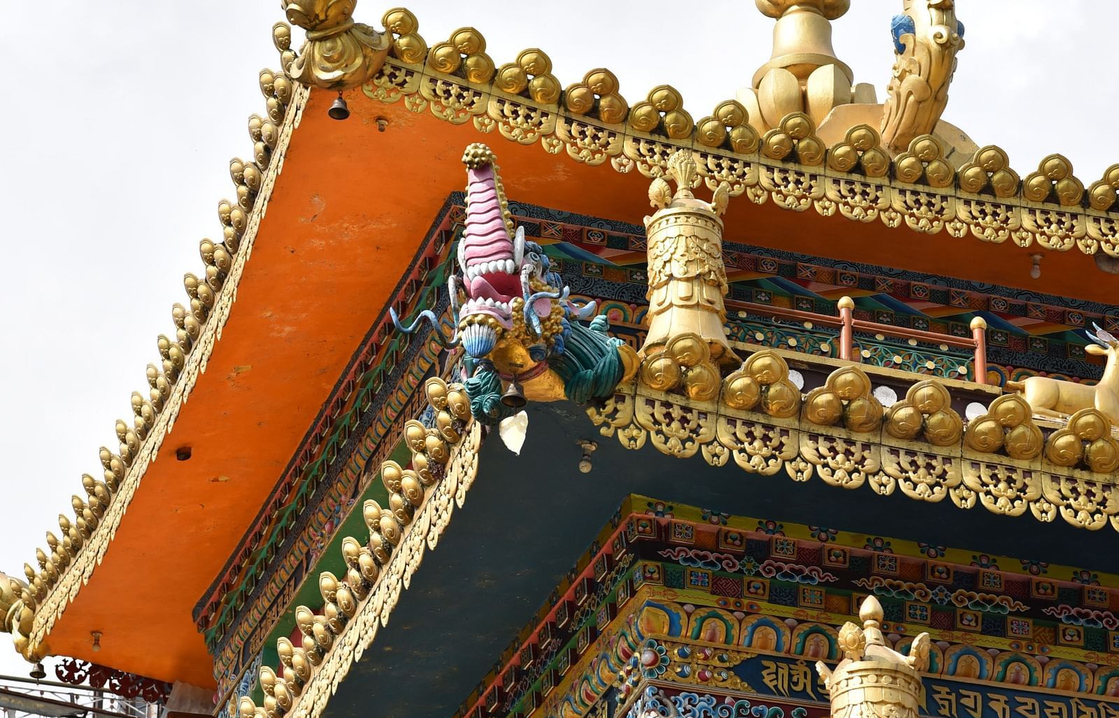 view of the top of a temple with intricate patterns carved into the structure