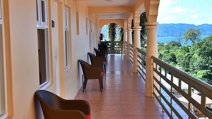the balcony outside the rooms at our hotel