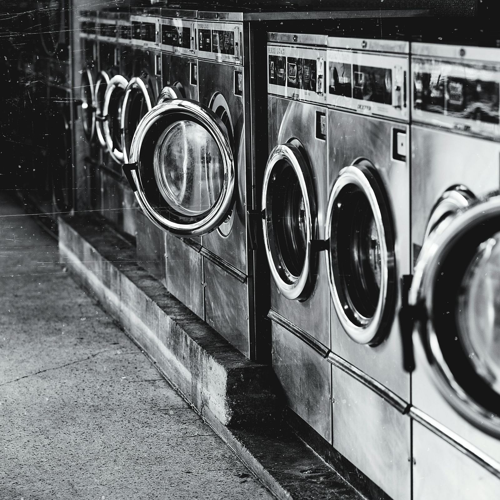 Washing machines lined up in a row