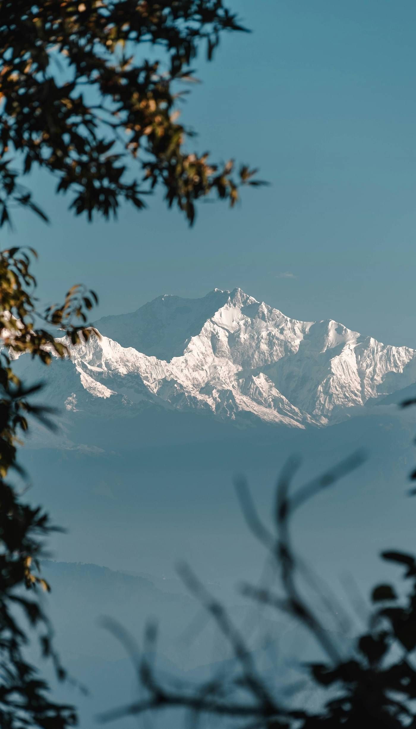 image of a mountain top brightly illuminated with sunlight in darjeeling